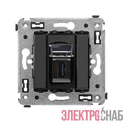 Розетка USB 3.0 1-м СП Avanti "Черный квадрат" тип А-А DKC 4402303