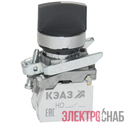 Переключатель КПЕ2620РС 2но+0нз ручка фикс 3поз IP65черн. КЭАЗ 248266