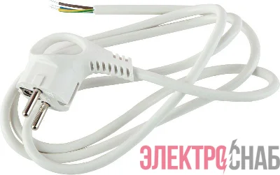 Шнур сетевой с вилкой 5м с заземл. ПВС 3х1.5 бел. U-3x1.5-5m-W ЭРА Б0048710