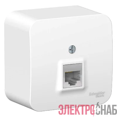 Розетка компьютерная 1-м ОП Blanca RJ45 кат.5E с изолир. пластиной бел. SE BLNIA045001