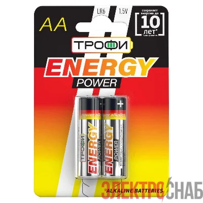 Элемент питания алкалиновый AA/LR6 LR6-2BL (блист.2шт) Трофи C0034926