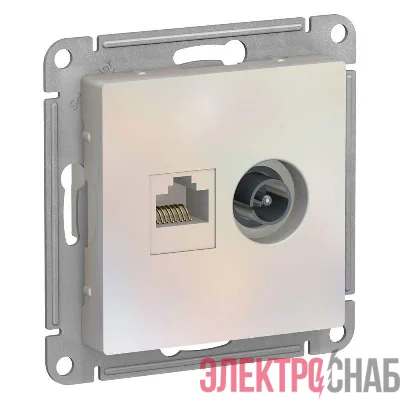 Розетка компьютерная + телевизионная 2-м AtlasDesign RJ45 кат.5E + TV механизм жемчуж. SE ATN000489
