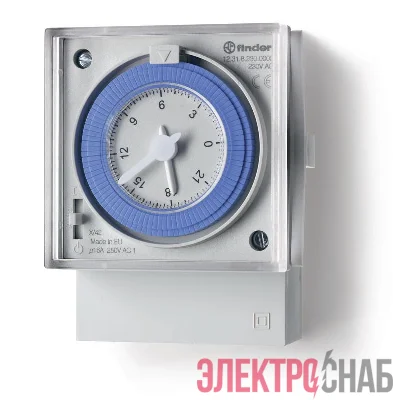 Реле времени механическое суточное 16А 120...230В AC 1CO монтаж на панель резервн. источник питания IP20 FINDER 123182300000