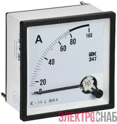 Амперметр Э47 80/5А класс точн. 1.5 96х96мм IEK IPA20-6-0080-E