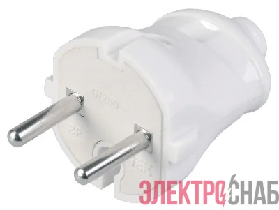 Вилка прямая ВПп20-01-Ст разборная без заземл. контакта 6А бел. IEK EVP20-06-01-K01