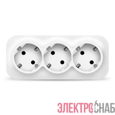 Розетка 3-м ОП 16А IP20 с заземл. бел. IONICH 1420