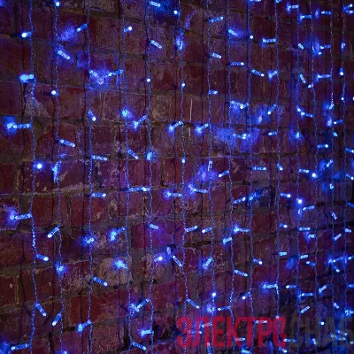 Гирлянда светодиодная "Светодиодный Дождь" 2х1.5м 192LED син. 14Вт 230В IP65 постоян. свечение провод прозр. Neon-Night 235-303-6