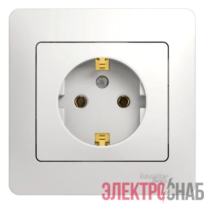 Розетка 1-м СП Glossa 16А IP20 с заземл. в сборе бел. SE GSL000142