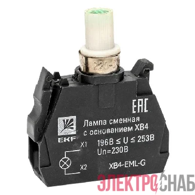 Лампа сменная с основанием XB4 зел. 230В PROxima EKF XB4-EML-G