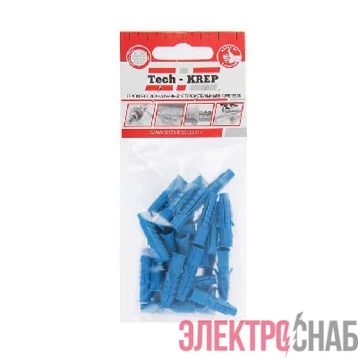 Дюбель распорный Чапай 6х30 шипы+усы полипропилен (уп.30шт) пакет Tech-Krep 111128