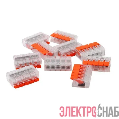 Клемма строительно-монтажная СМК 5 пр. до 4мм 32А 450 В 10шт V02-9W-221-415 оранж. Volsten 15236