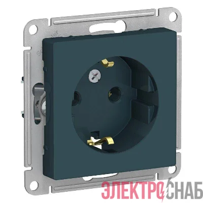 Розетка 1-м СП AtlasDesign 16А IP20 с заземл. механизм изумруд SE ATN000843