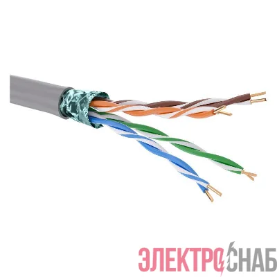 Кабель витая пара экранир. F/UTP кат.5E 4 пары нг(А)-HF цвет внешн. оболочки сер. (катушка 305м) DKC RN5EFUK01GY