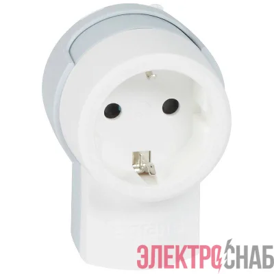 Розетка штепсельная Helium 16А с кроншт. для крепл. к стене с заземл. бел. Leg 050199