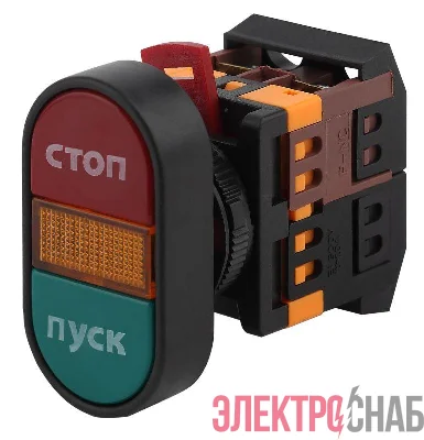 Кнопка APBB-22N "Пуск-Стоп" d22мм неон/240В 1з+1р (10/400/3200) ЭРА Б0045625