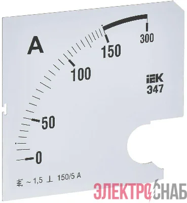 Шкала сменная для амперметра Э47 150/5А-1.5 96х96мм IEK IPA20D-SC-0150
