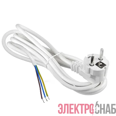 Шнур сетевой с вилкой 3м с заземл. 10А ПВС 3х1 бел. DOMTOK 2778