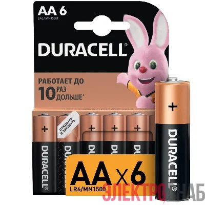Элемент питания алкалиновый LR6-6BL BASIC (блист.6шт) Duracell Б0014859