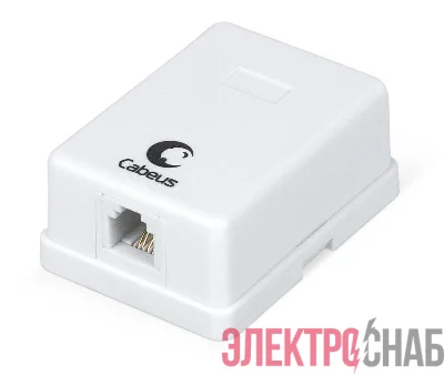 Розетка телефонная 1-м ОП WS-6P4C-TEL-1 RJ12 (6P4C) бел. Cabeus 7483c