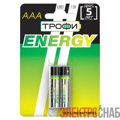 Элемент питания алкалиновый AAA/LR03 LR03-2BL Eco (блист.2шт) Трофи Б0017043