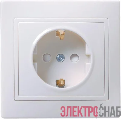 Розетка 1-м СП Кварта РСш10-3-КБ 16А IP20 с заземл. защ. шторки бел. IEK ERK11-K01-16-DM