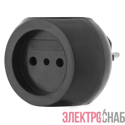 Разветвитель 3-м 6А IP20 Шар 220В черн. Rexant 11-1063-1