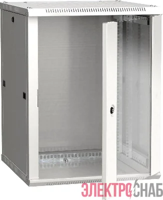 Шкаф 19 дюйм LINEA W 12U 600х600мм настен. стекл. дверь RAL7035 ITK LWR3-12U66-GF