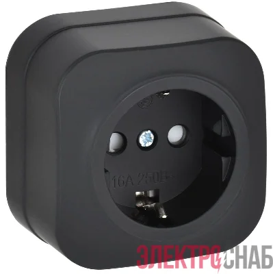 Розетка ОП GLORY РСш20-3-ХЧм 16А с заземл. защ. шторки черн. матов. IEK ERH14-K02M-16