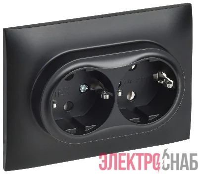Розетка 2-м SKANDY 16А с заземл. без защ. шторок в сборе SK-R08Bl черн. IEK SK-R21-16-K02-F