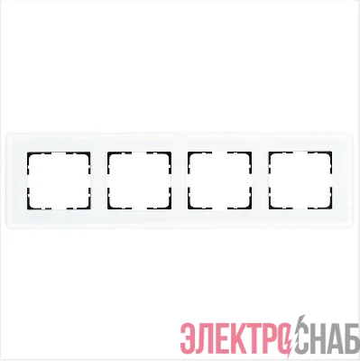 Рамка 4-м G-Glass закругленная стекло матов. бел. Jasmart G1004GW-RM