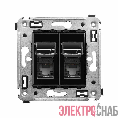 Розетка компьютерная 2-м СП Avanti "Черный квадрат" RJ45 кат.5E DKC 4402464