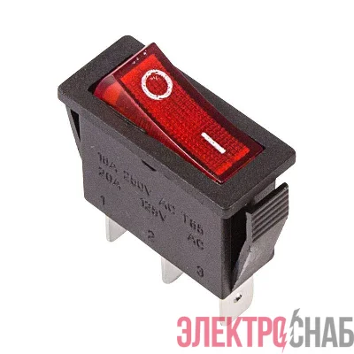 Выключатель клавишн. 250В 15А (3с) ON-OFF красн. с подсветкой (RWB-404; SC-791; IRS-101-1C) Rexant 36-2210