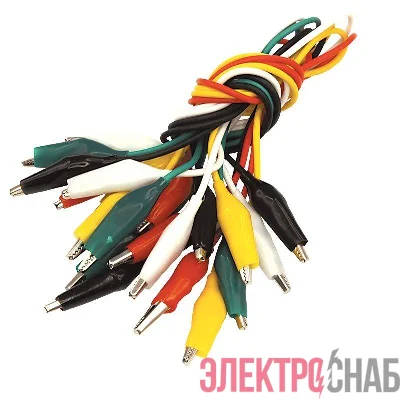 Зажим "крокодил" 5А 40мм с проводом 10 пар Rexant 16-0036
