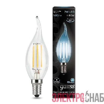 Лампа светодиодная Black Filament Свеча на ветру E14 7Вт 4100К Gauss 104801207