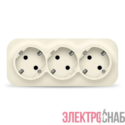 Розетка 3-м ОП 16А IP20 с заземл. сл. кость IONICH 1429