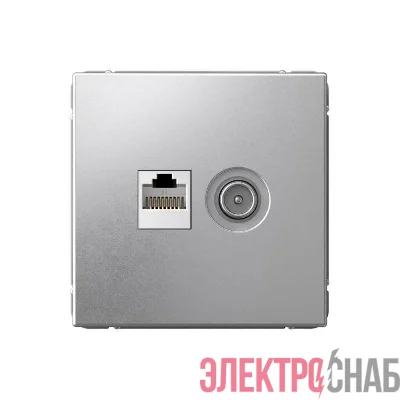 Розетка компьютерная + телевизионная 2-м СП ArtGallery RJ45 кат.5E + TV механизм алюм. SE GAL000389
