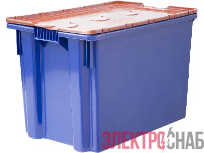 Ящик п/э 600х400х400 Safe PRO сплошной, цв. синий с оранжевой крышкой 605-1 SP м 605-1 SP м
