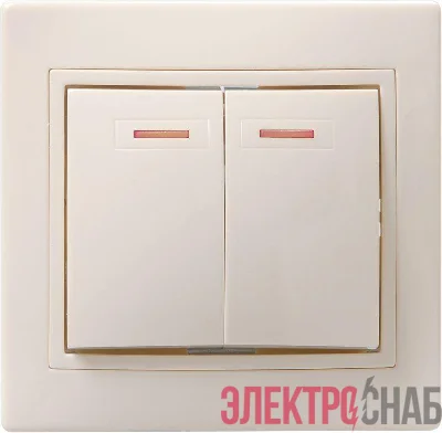 Выключатель 2-кл. СП Кварта 10А IP20 ВС10-2-1-ККм с индикацией крем. IEK EVK21-K33-10-DM