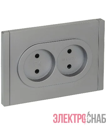 Розетка 2-м СП FORTE&PIANO FP525 10А без заземл. защ. шторки безвинт. крепл. сталь IEK FP-R23-10-1-K46