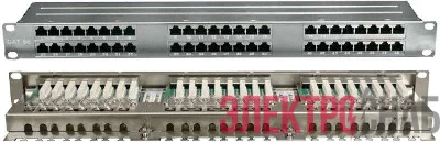 Патч-панель 19дюйм 1U кат.5E полн. экранир. 48 портов RJ45 Dual IDC PPHD-19-48-8P8C-C5E-SH-110D высок. плотности Hyperline 420641