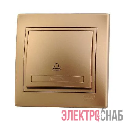 Выключатель кнопочный 1-кл. СП Mira зол. метал. LEZARD 701-1313-103