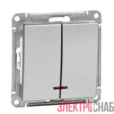 Выключатель 2-кл. СП W59 10А IP20 10AX с подсветкой механизм матов. хром SE VS510-251-5-86