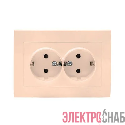 Розетка 2-м СП Валенсия 16А IP20 с заземл. защ. шторки крем. PROxima EKF EWR16-128-20