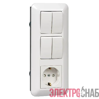 Блок СП Blanca / Прима (розетка с заземл. + 2-кл. + 2-кл. выкл.) (розн. упак.) бел. SE BK2VR-008B-BI