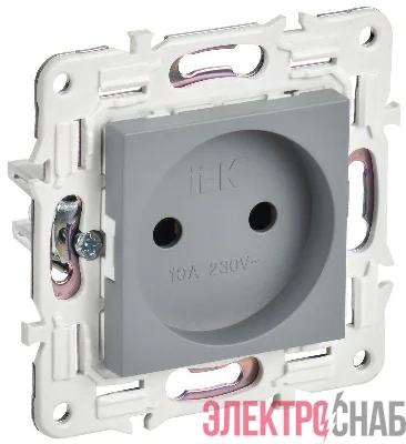 Розетка SKANDY 10А без заземл. без защ. шторок SK-R02Gr сер. IEK SK-R10-10-K03
