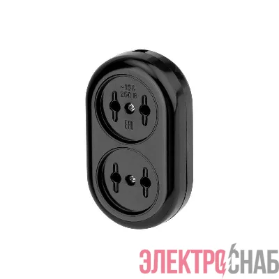 Колодка удлинителя 2-м без заземл. 16А карболит черн. Rexant 11-8981