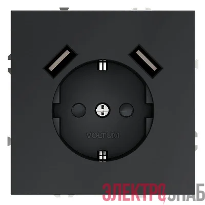 Розетка 1-м СП S70 16А с USB A+A с заземл. защ. шторки механизм графит Voltum VLS040407
