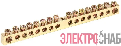 Шина PEN "земля-ноль" 6х9мм 16/1 (16групп/крепеж по центру) IEK YNN10-16-100