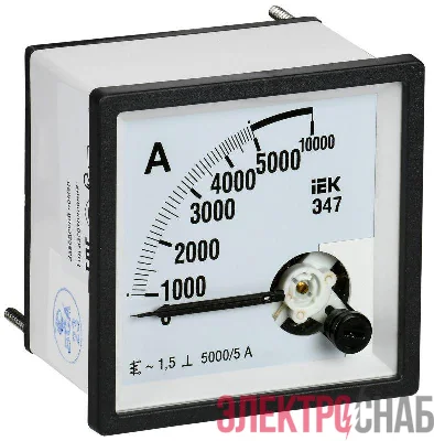 Амперметр Э47 5000/5А класс точн. 1.5 72х72мм IEK IPA10-6-5000-E