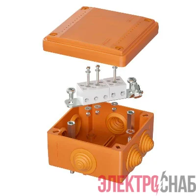 Коробка ответвительная FS 100х100х50мм 5р 450В 20А 10кв.мм с каб. вводами и клеммн. IP55 пластик. DKC FSB11510
